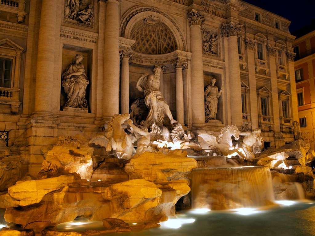 fontaine de trevi de nuit rome